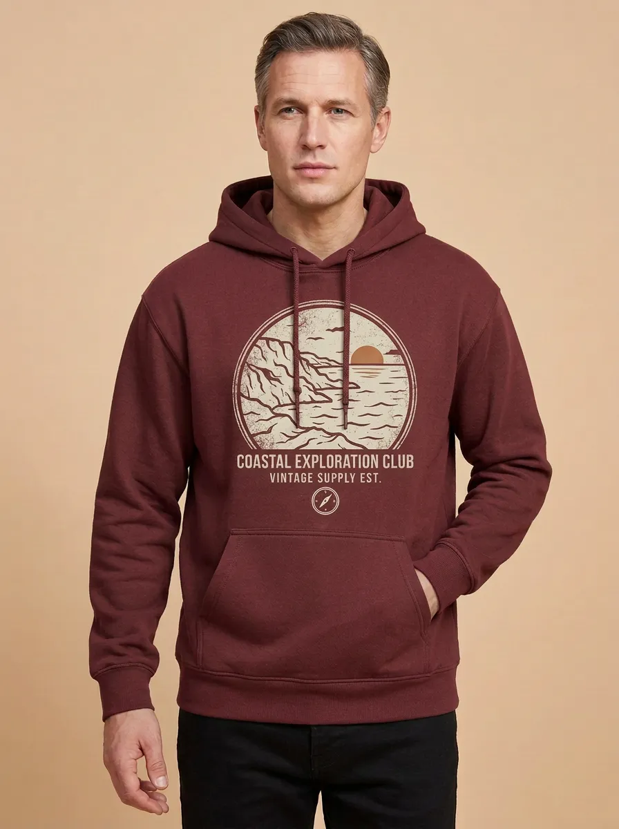 Men's Canyon Coastal Explorer Ocean Sunset Graphic Hoodie