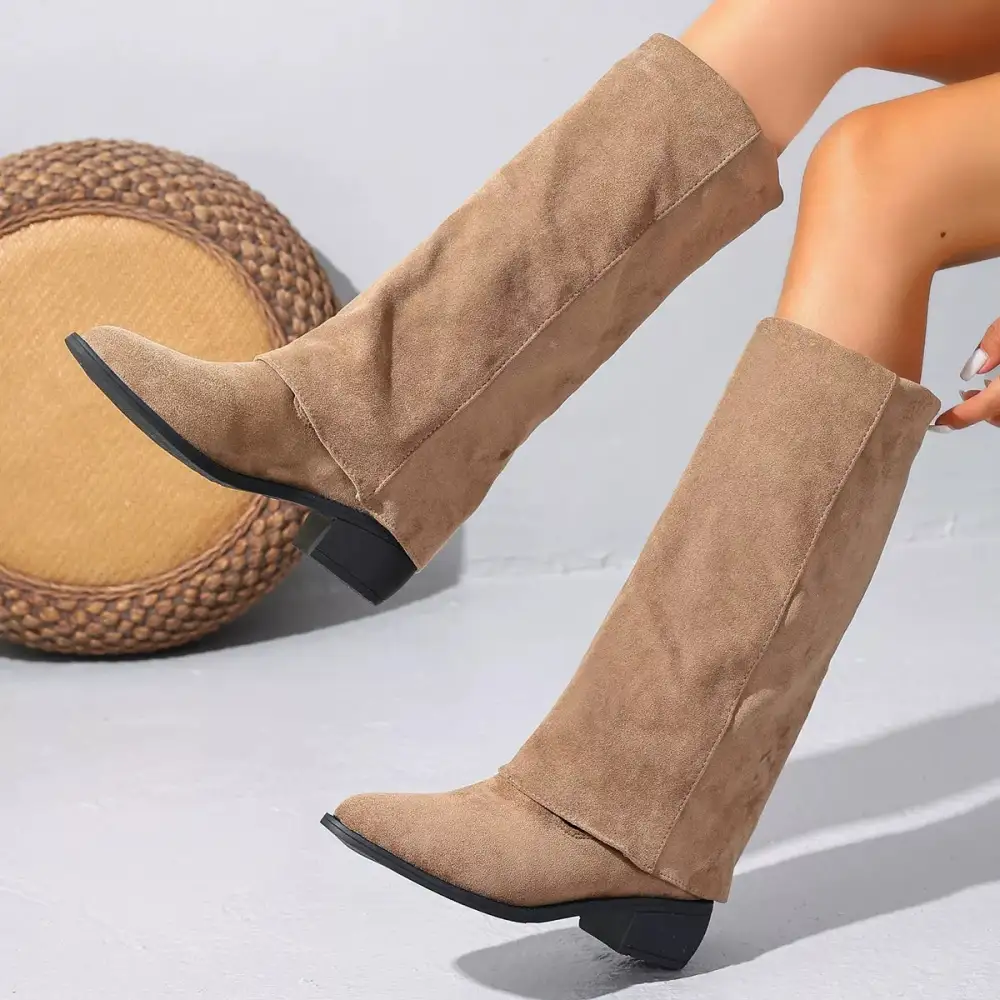 Point Toe Block Heels Boots