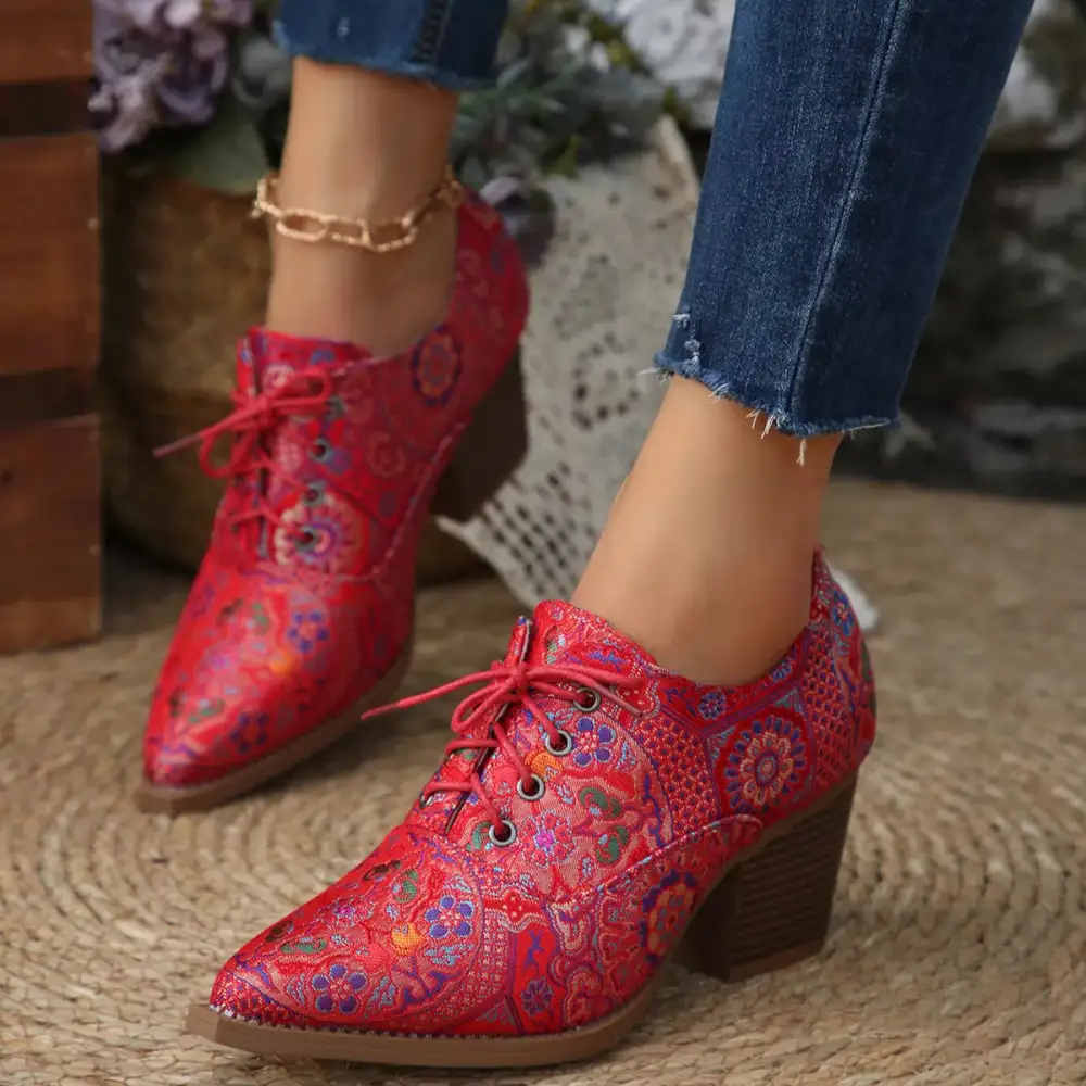 Refined Point Toe Block Heels Ankle Boots