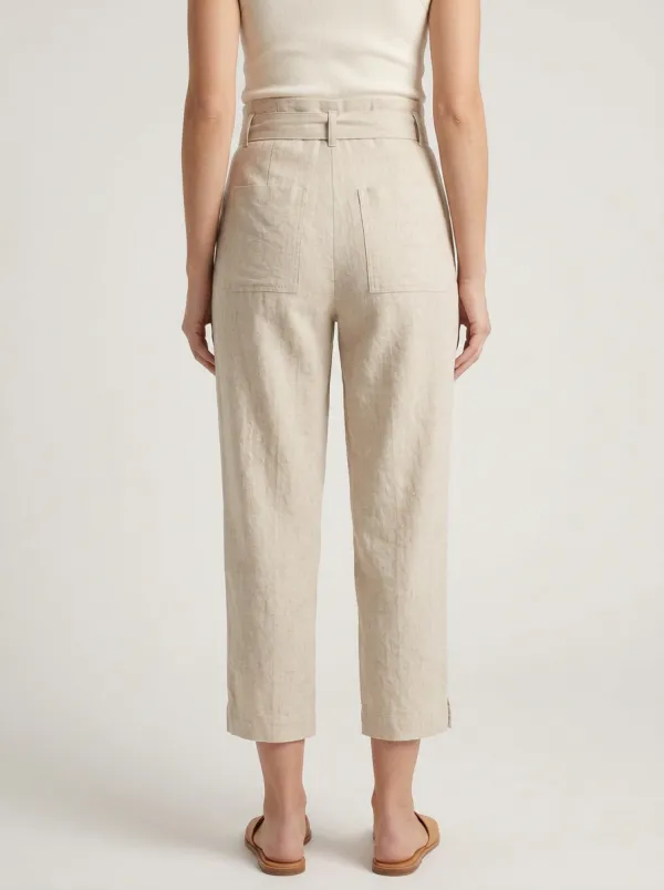 Relaxed Linen Blend Set Women's Cropped Pants