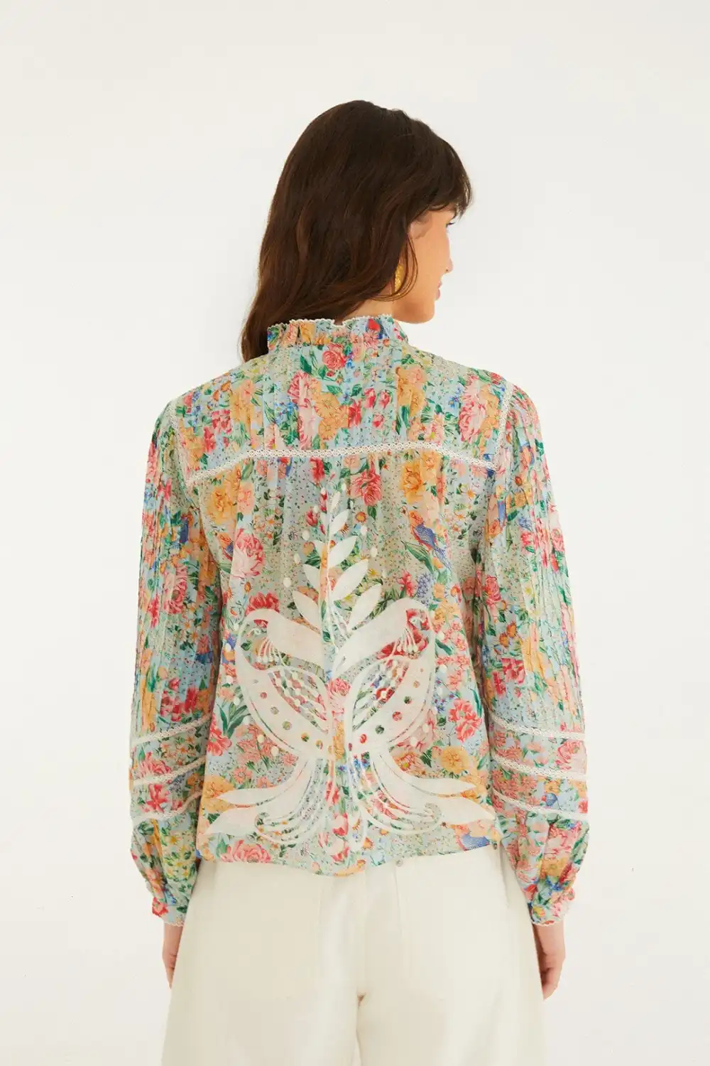 Classic Embroidered Long-Sleeve Blouse