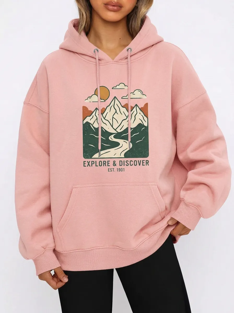 Women's Nature Adventure Explore Mountain Graphic Hoodie
