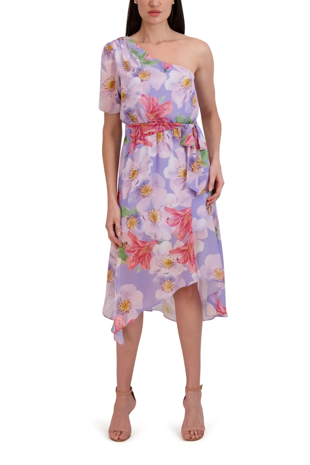 Asymmetric Draped Midi Dress