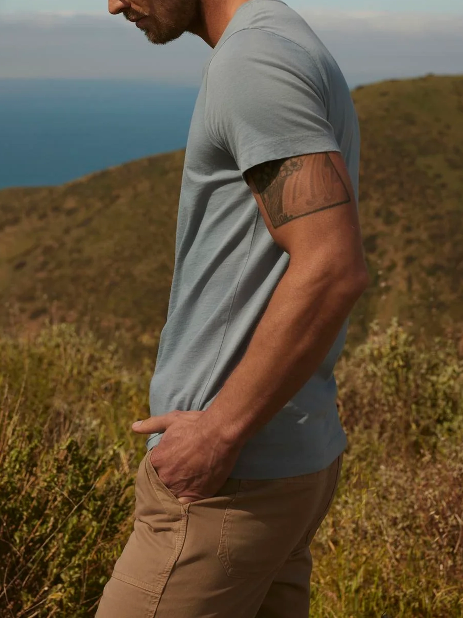 Men's Fashion Cotton V-Neck Solid Short Sleeve T-Shirt