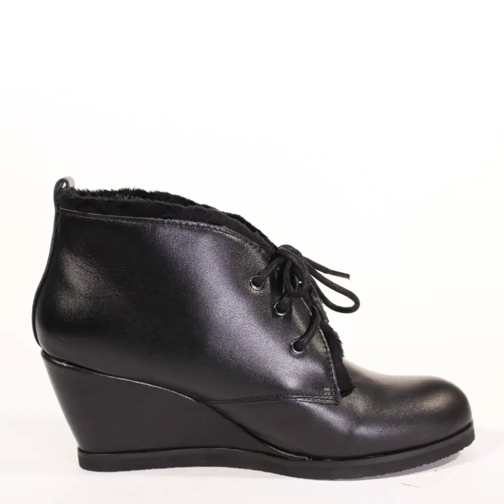 Leather Wedged Ankle Boots