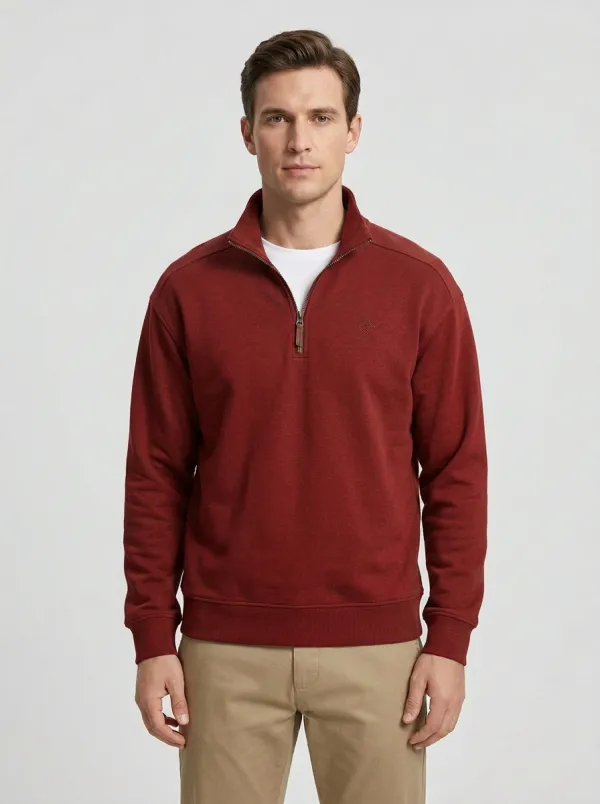 Men's Minimalist Embroidered Emblem Quarter-Zip Sweatshirt