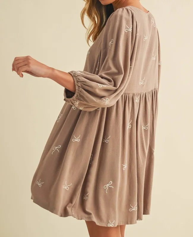 Floral Gauze Puff Sleeve Babydoll Mini Dress
