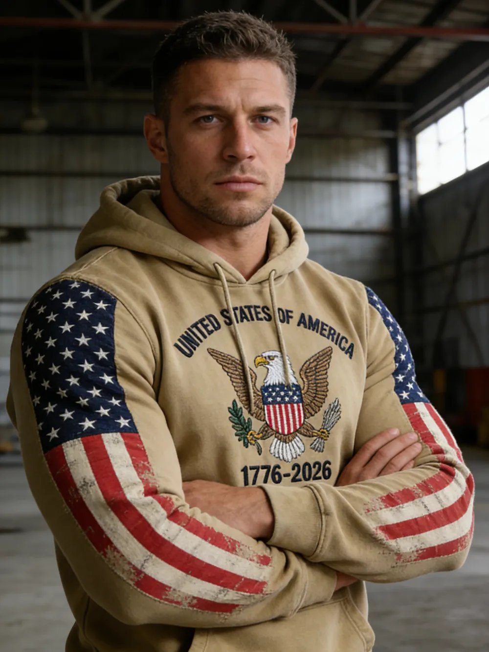 USA 250Th Anniversary ✦ Final Clearance Sale UNITED STATES OF AMERICA Embroidery Pattern Patchwork Hooded Sweatshirt