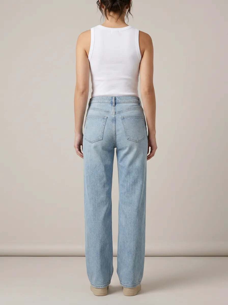 Polished-Casual High-Rise Wide-Leg Washed Denim Jeans