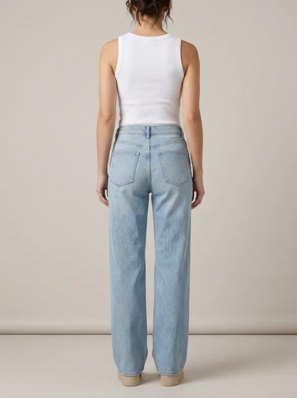 Polished-Casual High-Rise Wide-Leg Washed Denim Jeans