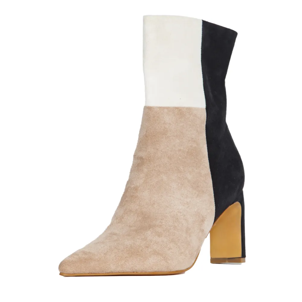 Refined Faux Leather Block Heel Ankle Boots