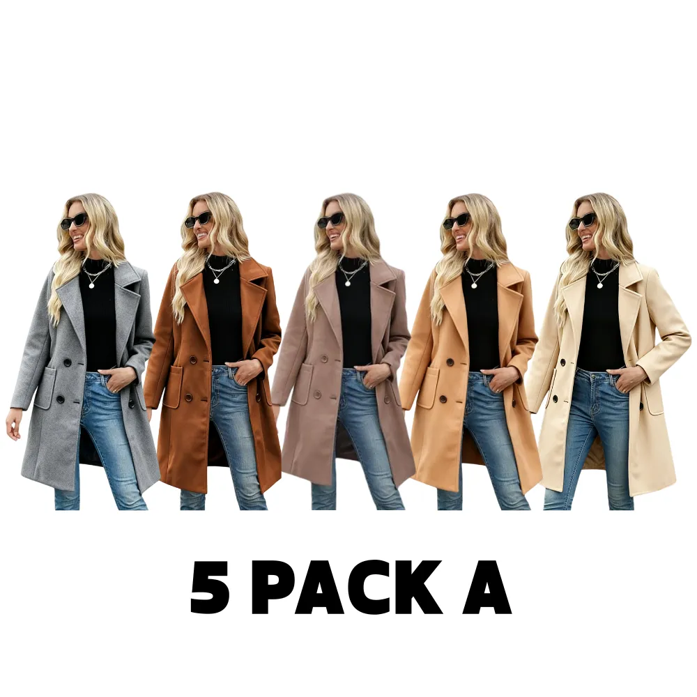 Women‘s Winter Wool Blend Camel Mid-Long Coat