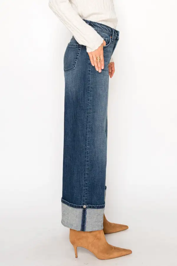 High Rise Wide Leg Straight Leg Denim Jeans
