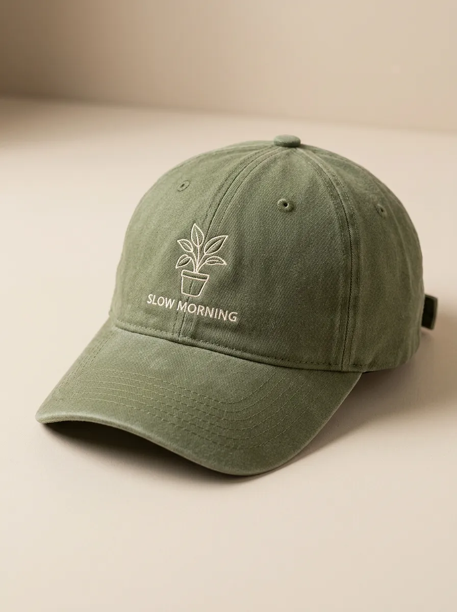 Minimal Plant-Lover Slow-Morning Embroidered Unisex Baseball Cap
