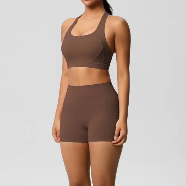 Cross-Back Backless Two-Piece Shorts Active Set
