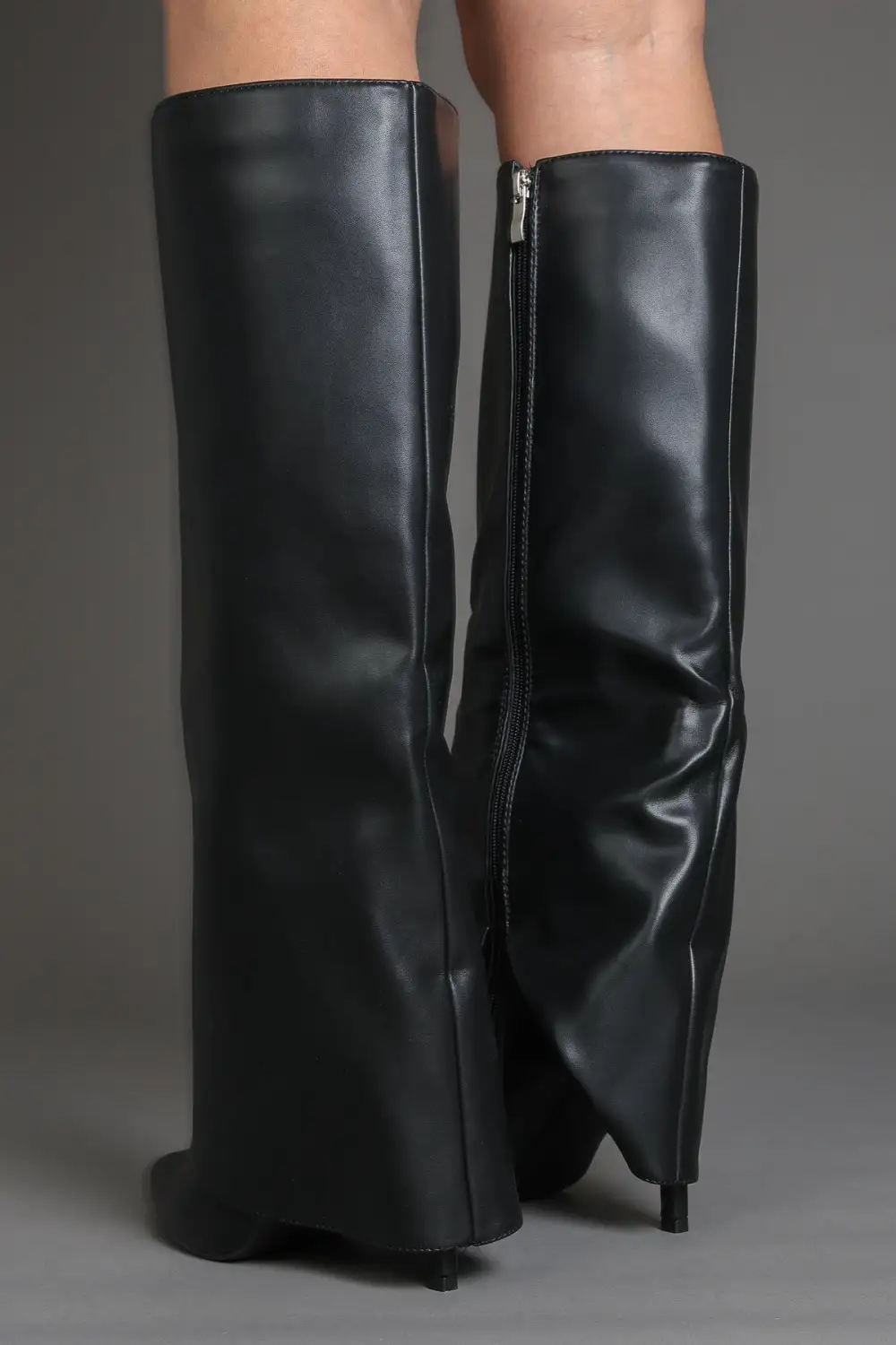 Classic Stiletto Slouch Fold-Over Pointed Toe Knee High Boots