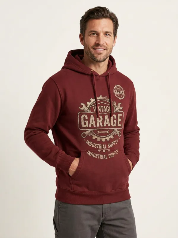 Men's Vintage Mechanic Garage Industrial Graphic Hoodie