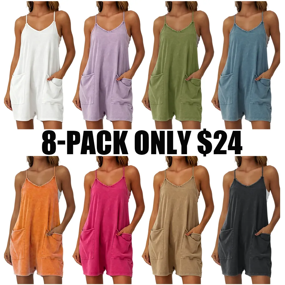 Women's Vintage Acid Wash Pocket Romper