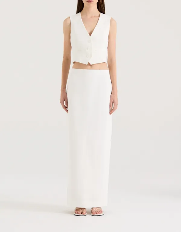 White Tailored Button-Front Vest