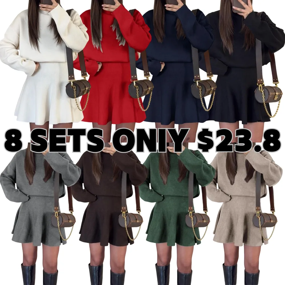 Women's Casual Half-High Neck Long Sleeve Knit Dress