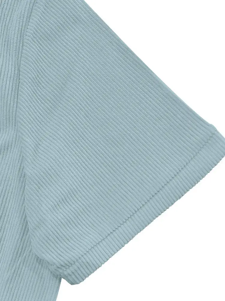 S Relaxed Ribbed Knit Short Sleeve Shirt