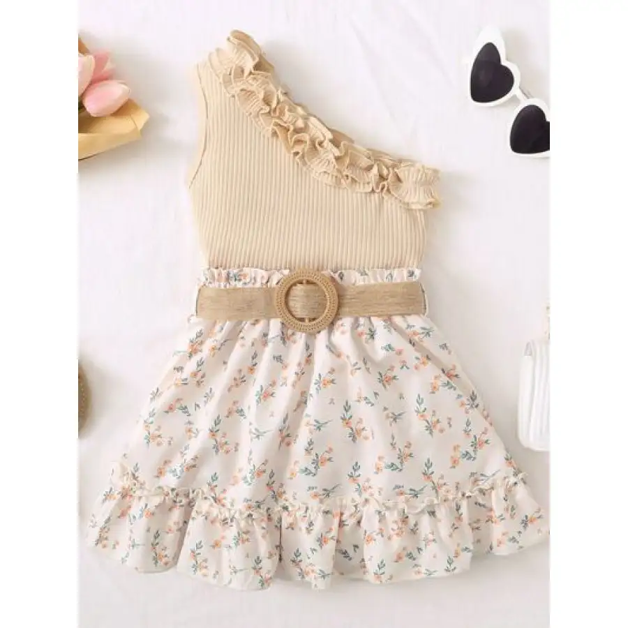 Single Shoulder Top and Printed Skirt Set