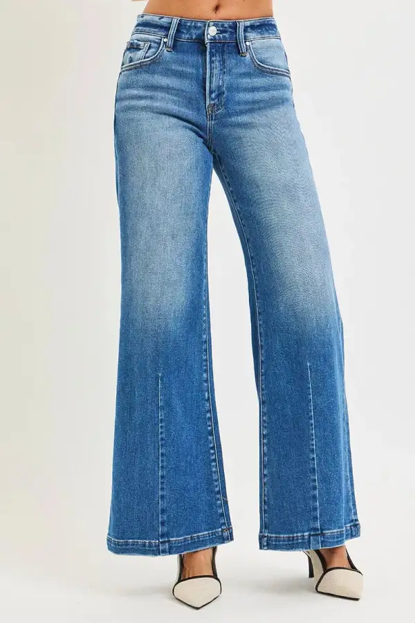 Classic Mid Rise Wide Leg Jeans
