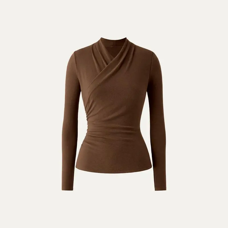 Chic Surplice Long Sleeve Top – Casual & Elegant Shirt