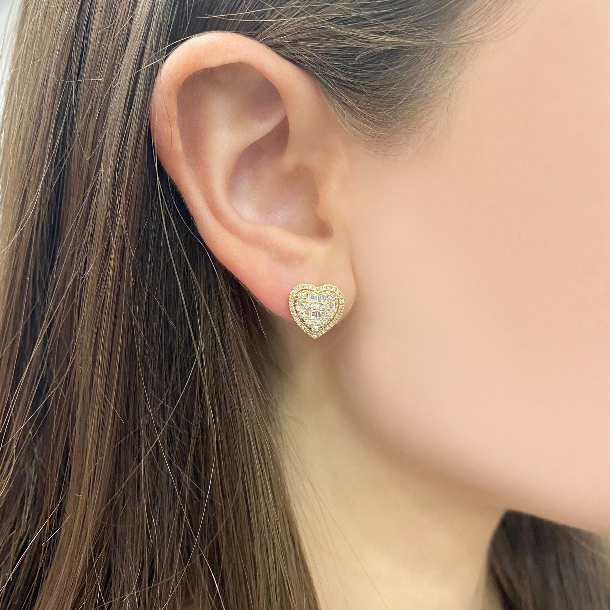 Curved Heart Gem Detail Stud Earrings
