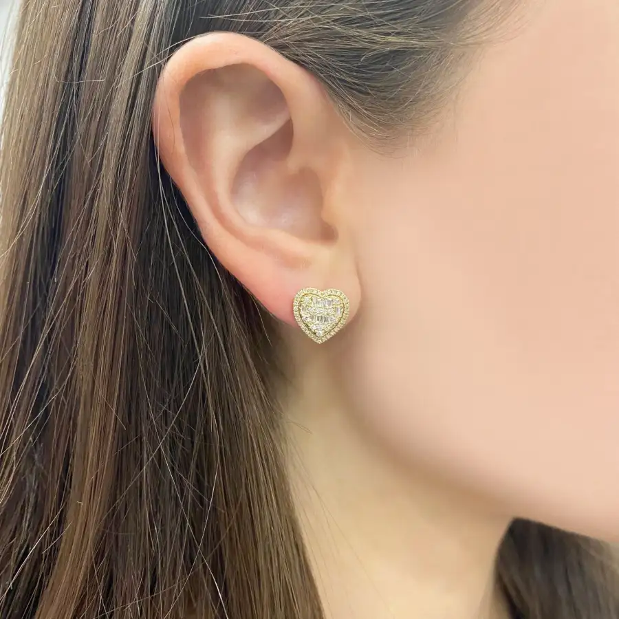 Curved Heart Gem Detail Stud Earrings