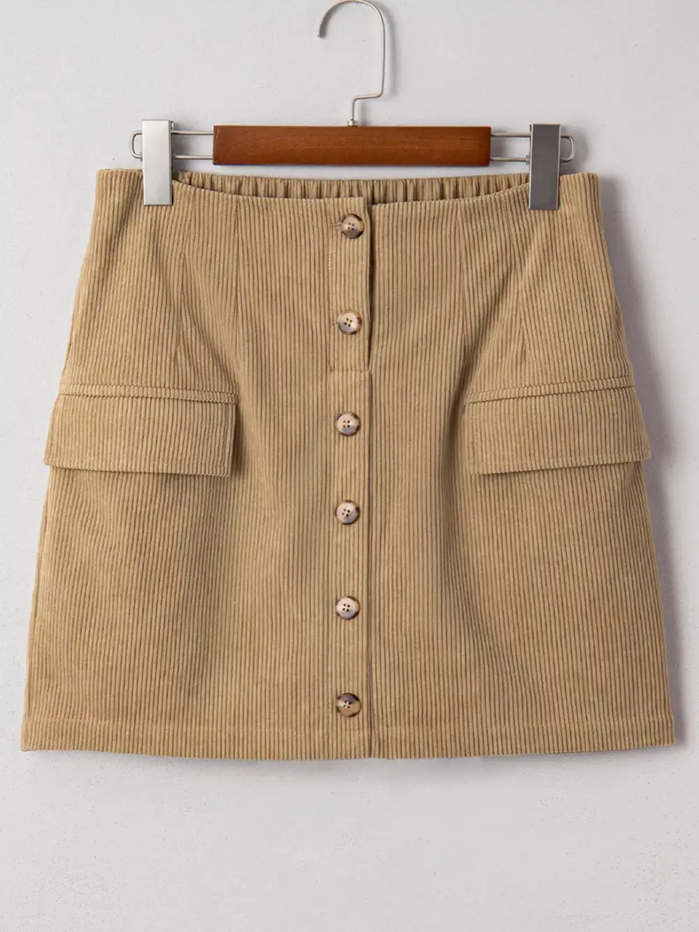 Corduroy Button Front Mini Skirt