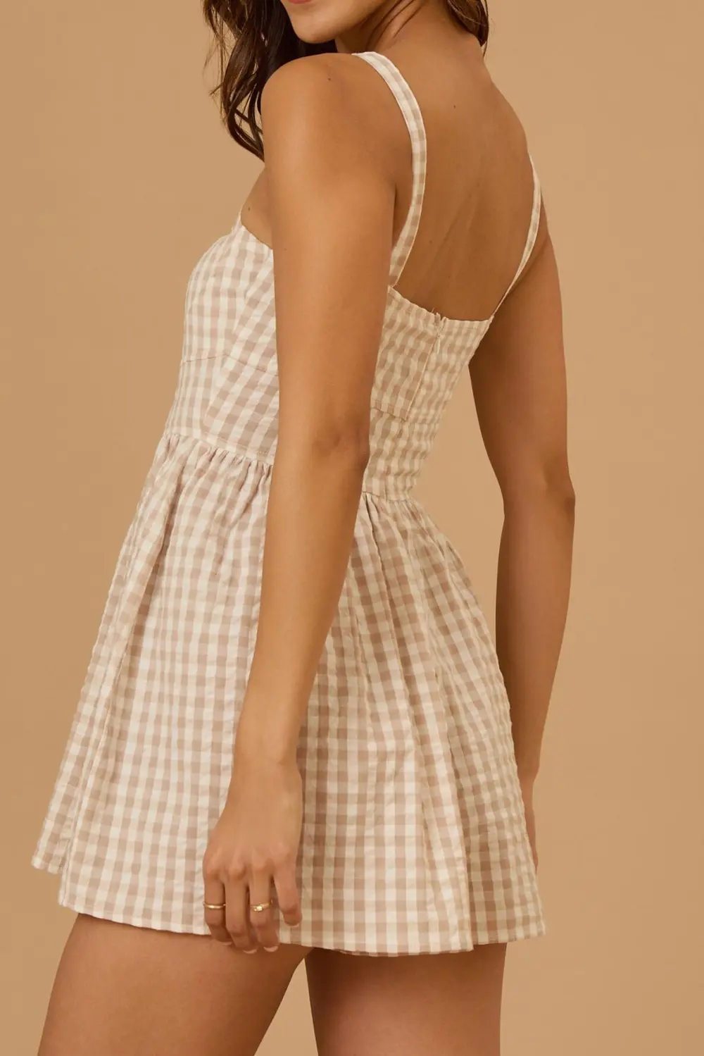 Gingham Casual Style Romper
