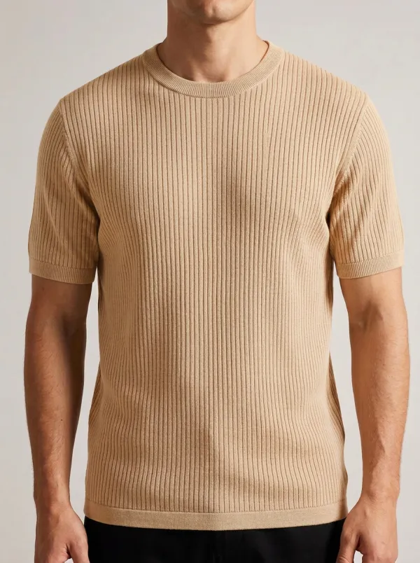 Refined Modern-Look Men's Knit Crew-Neck T-Shirt