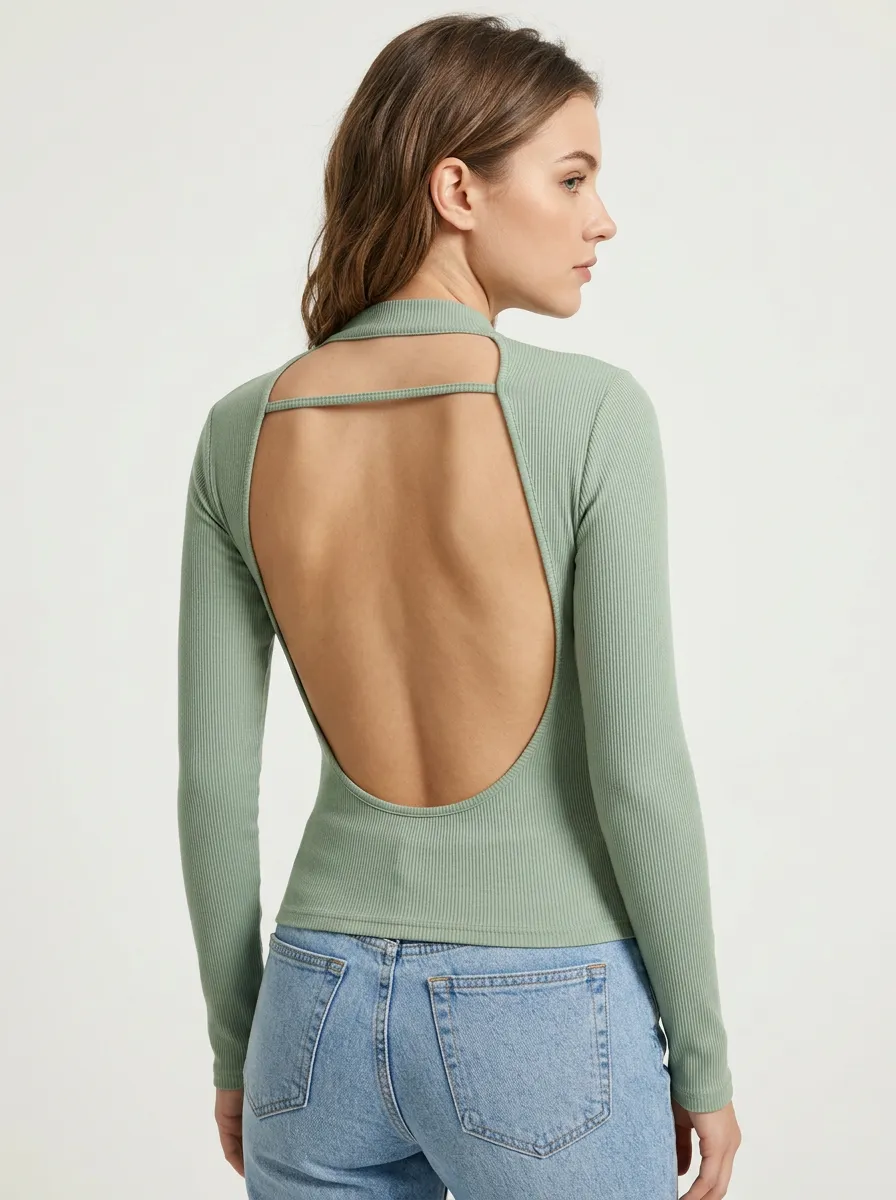 Women's Essential Open Back Ribbed Camisole Top