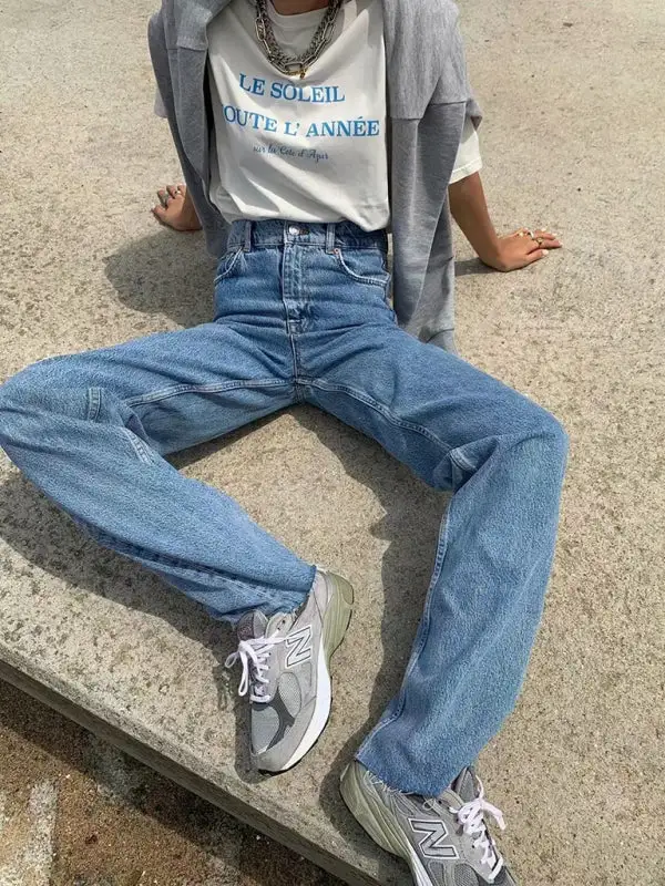 Fluid Polished Denim Jeans