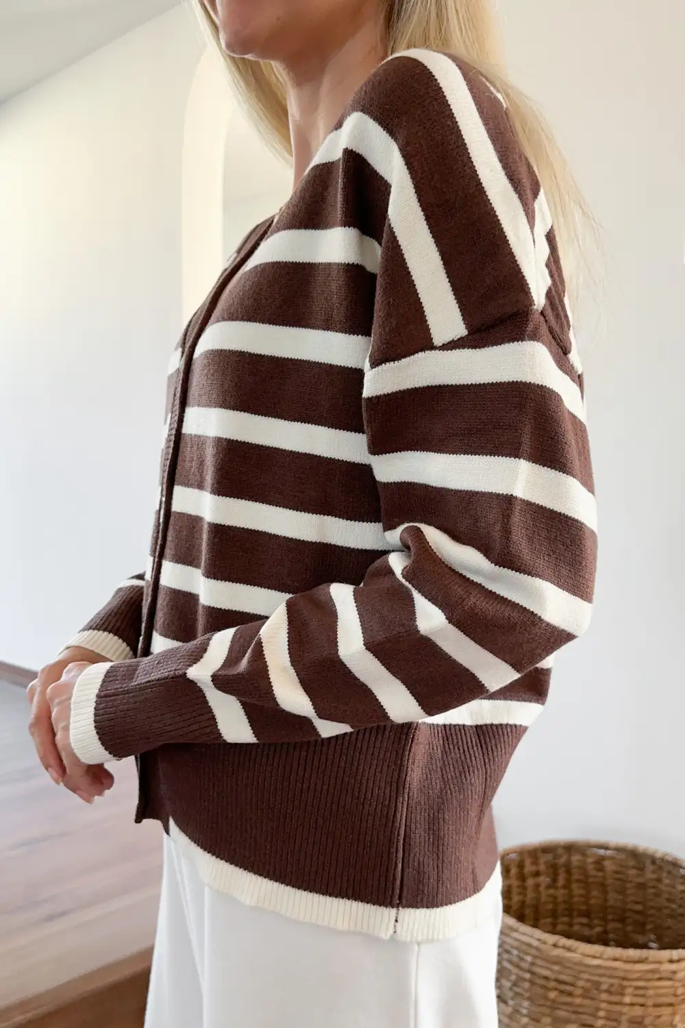 Layered Knit Striped Cardigan