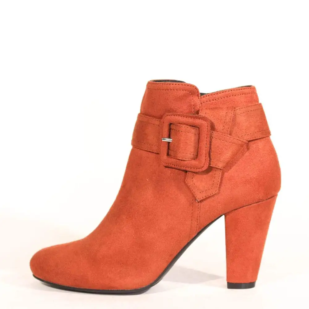 Suede Belted Block Heel Ankle Boots