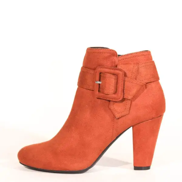 Suede Belted Block Heel Ankle Boots