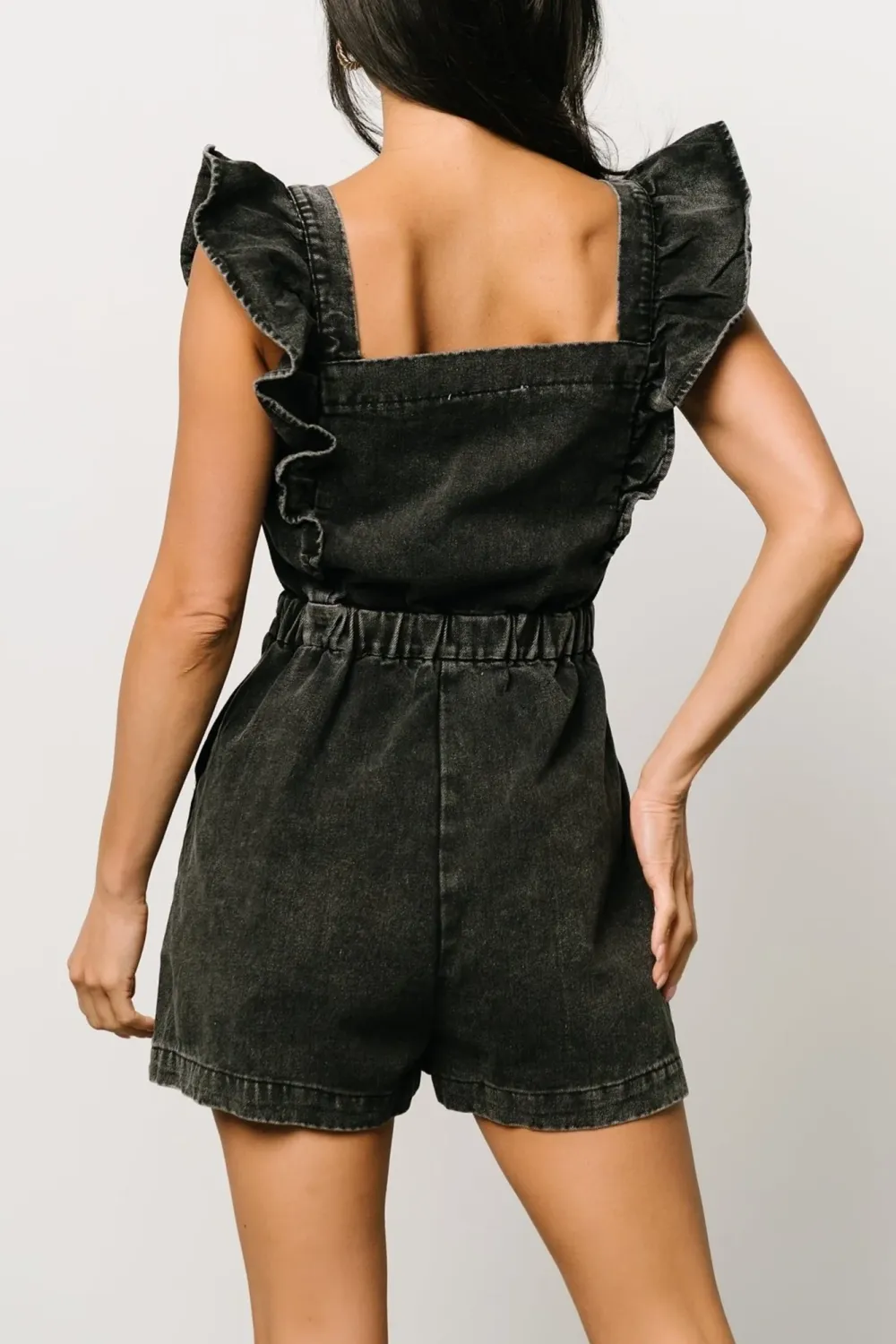 Retro Versatile High-Waisted Flared Sleeves Denim Jumpsuit