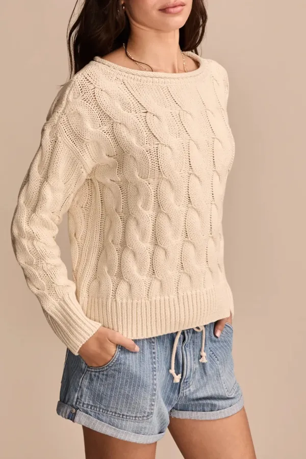 Crew Neck Cable Sweater Pullover