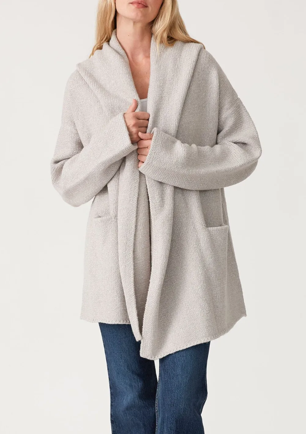 Open Front Drop Shoulder Coat