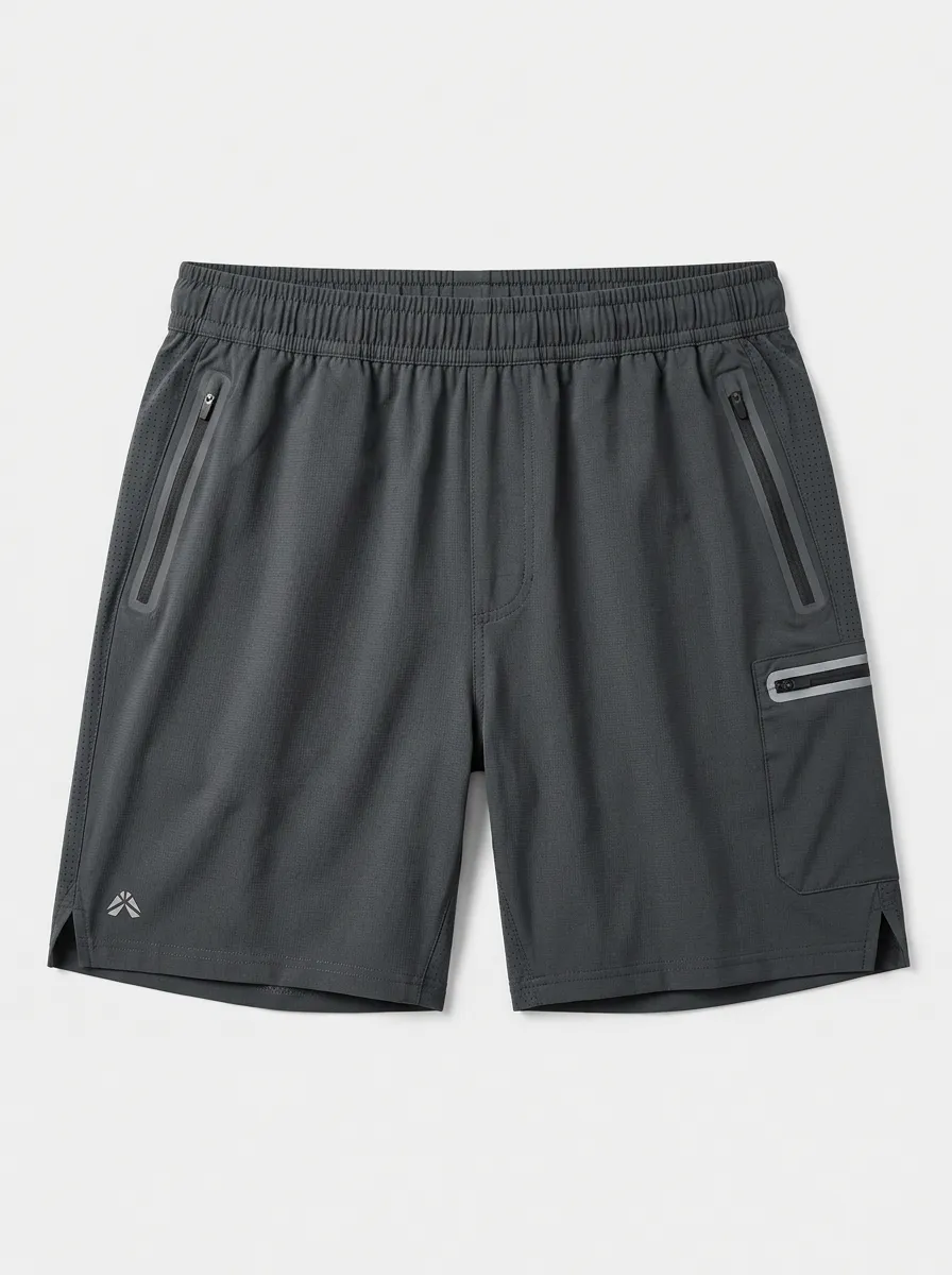 Men's Breathable Athletic Zipper Pocket Gym Shorts