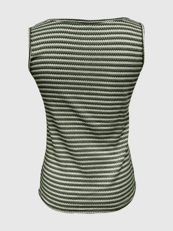 Striped Button-Front Knit Tank Top