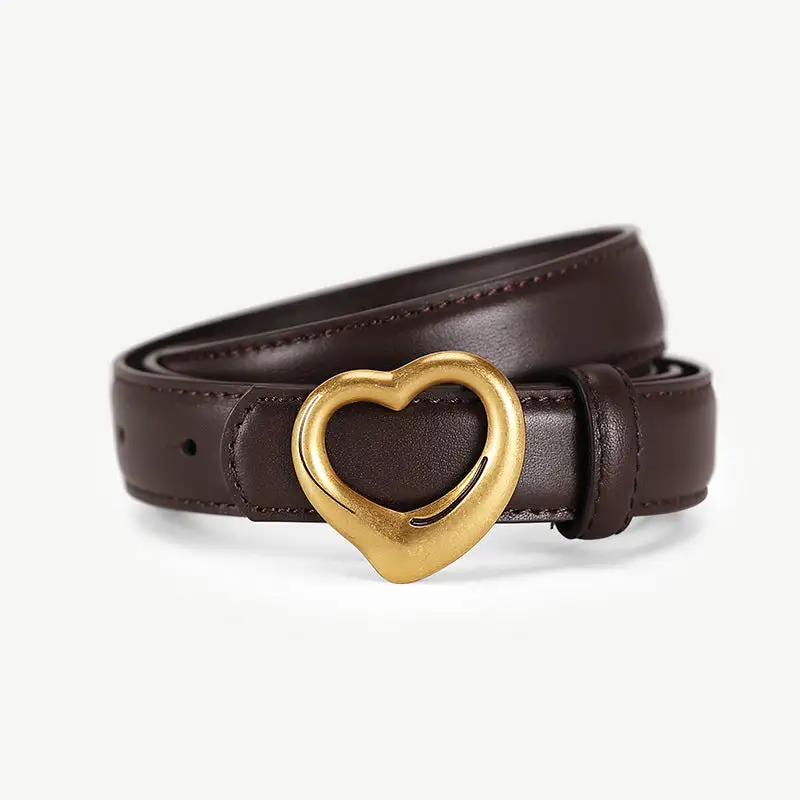 Heart Buckle Cowhide Leather Belt