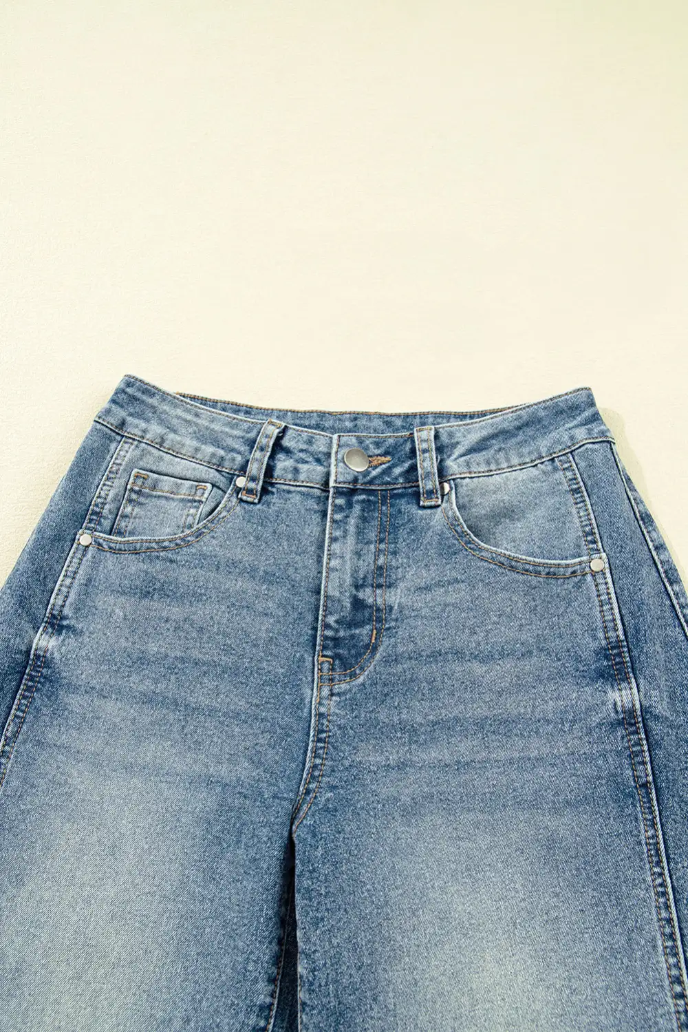 Seam Detail Washed Denim Jeans