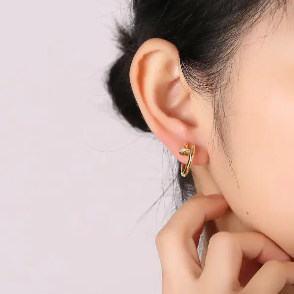 Zircon Hoop Stud Hoop Earrings