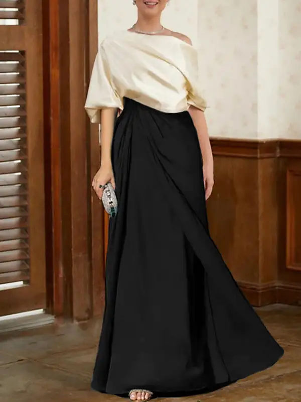 Half Pleated Maxi Dress