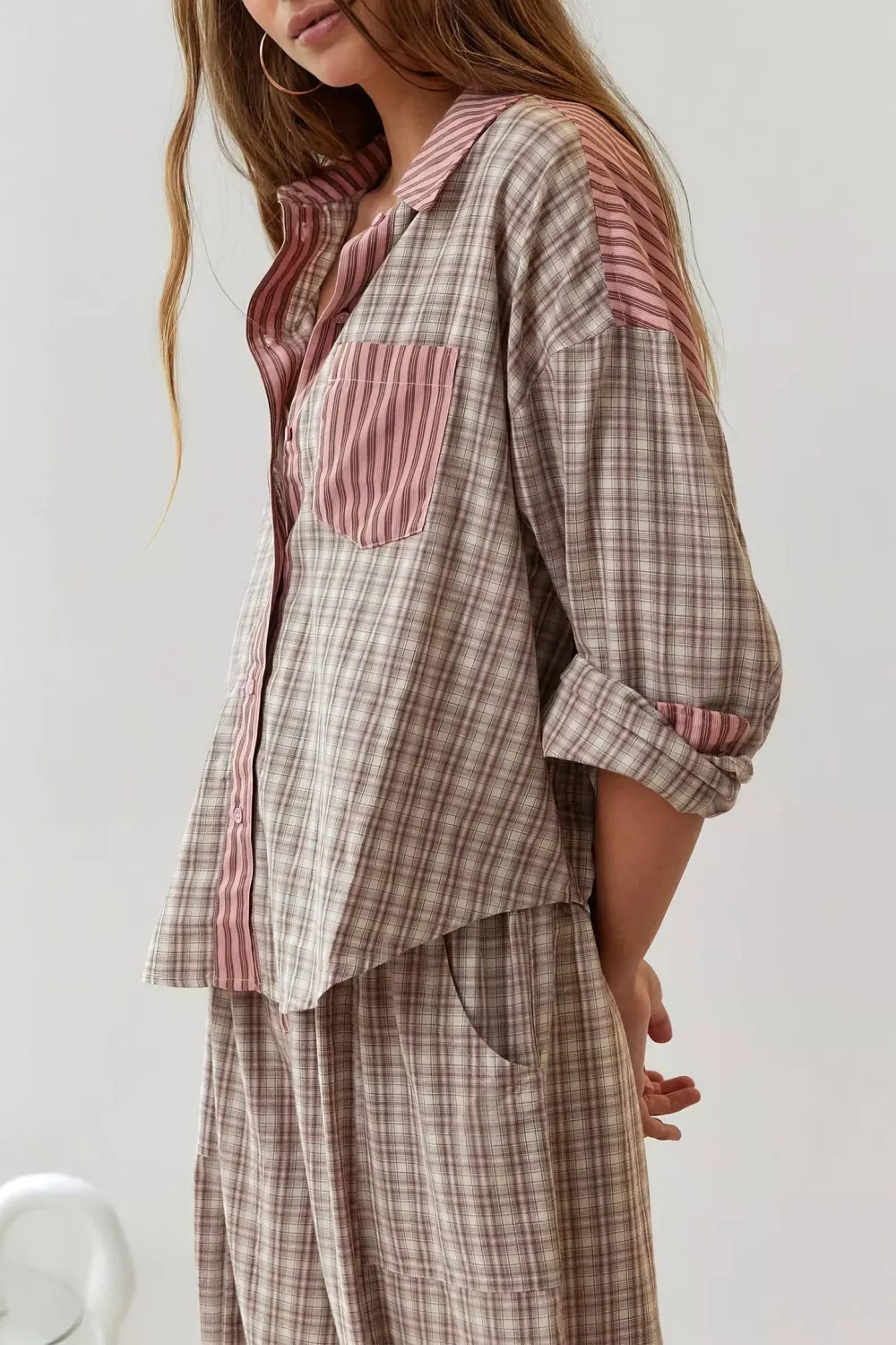 Plaid Patchwork Pajama Set