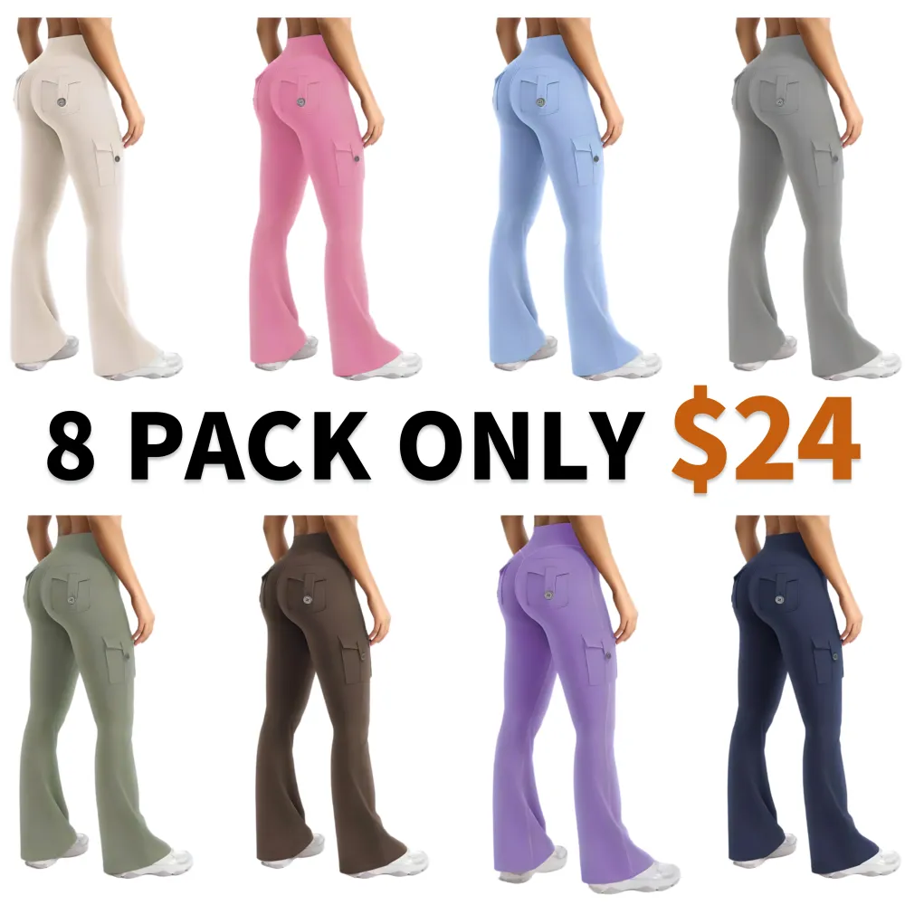 Women's High Waisted Scrunch Flare Yoga Leggings with Pockets