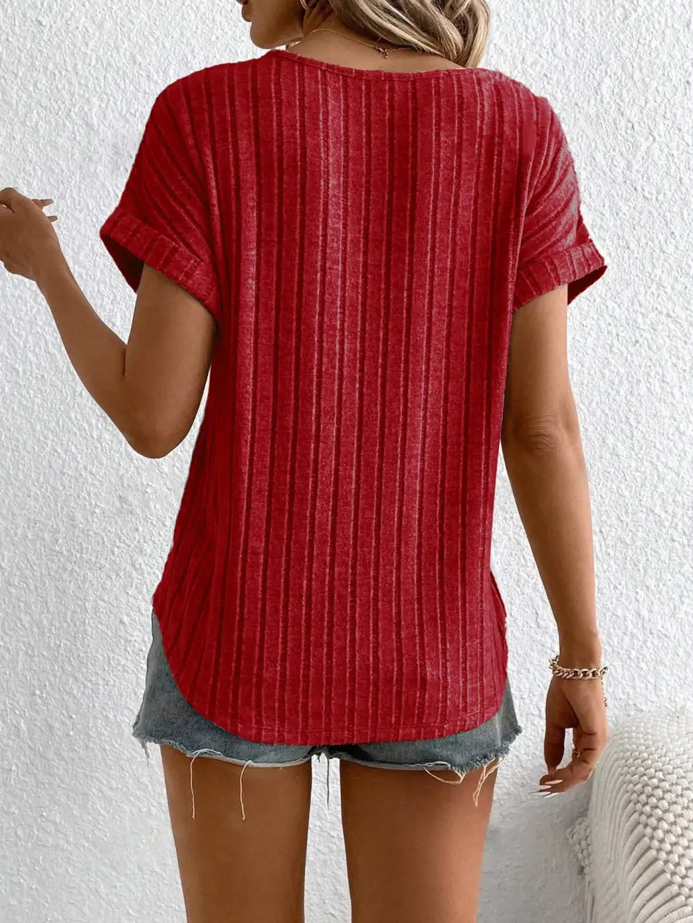Short-Sleeve Ribbed T-Shirt